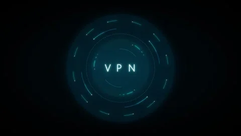 Minimalist VPN digital interface with subtle cyan concentric rings and data.. 動画素材 335826458