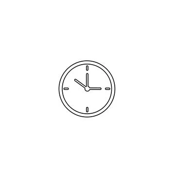Minimalist wall clock line art icon on white background 스톡 일러스트