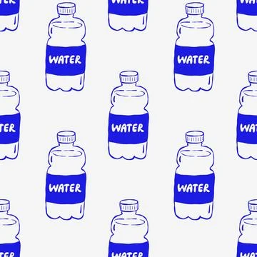 Minimalist water bottle pattern in blue and white 스톡 일러스트