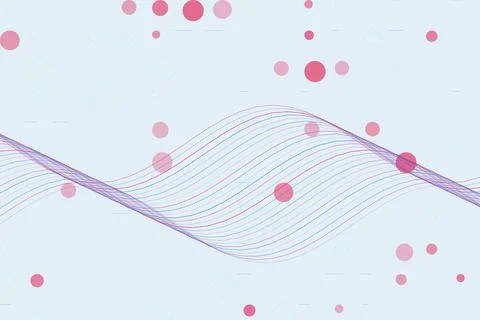Minimalist wave patterns with pink circles and geometric shapes for modern .. Ilustração Stock