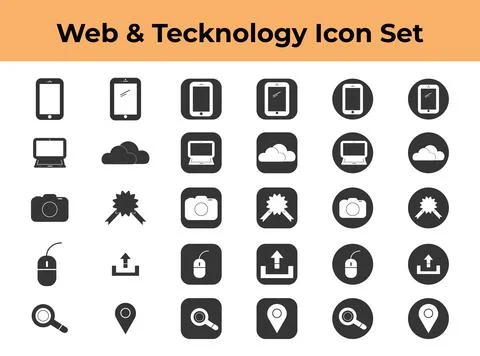 Minimalist Web and Technology Icon Set for UI Design and Digital Interfaces イラスト素材