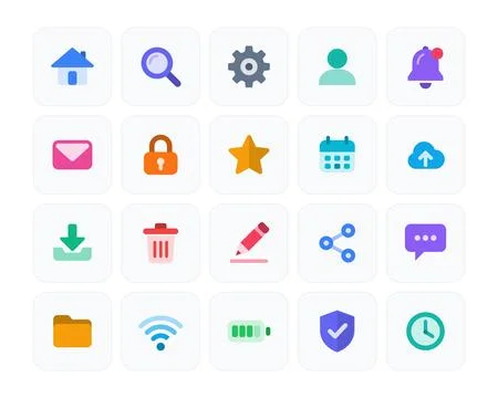 Minimalist Web Icon Set - Flat Vector UI Elements for Apps and Interface Design Ilustração Stock
