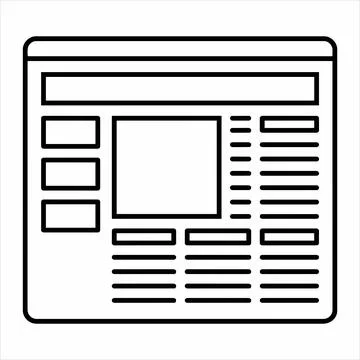 Minimalist web page layout schematic wireframe icon 8K ultra quality Stock Illustration