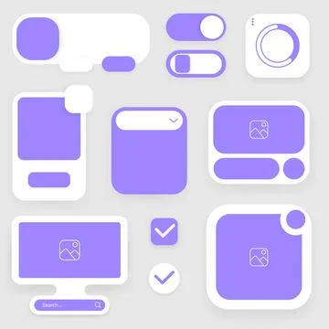 Minimalist Web UI Kit with Simple Interface Components Stock Illustration