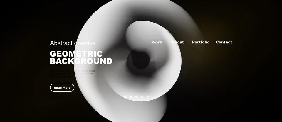 Minimalist website design features abstract white shapes over dark background 스톡 일러스트