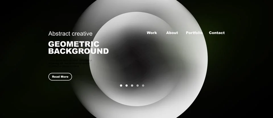 Minimalist website design features abstract shapes, text overlay, navigation イラスト素材