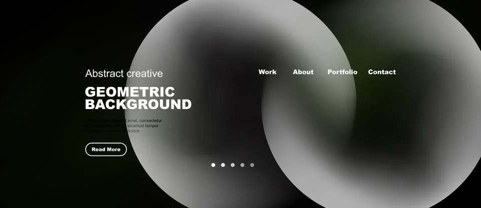 Minimalist website design features abstract shapes, dark background, simple.. Stock Illustration