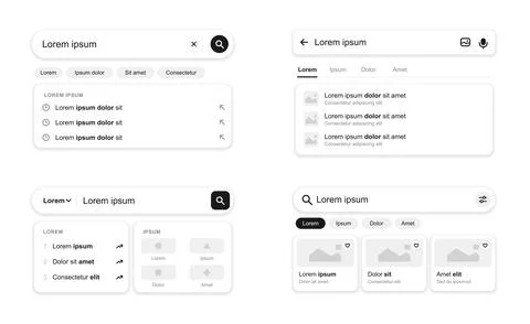 Minimalist website user interface wireframe vector set Stock Illustration