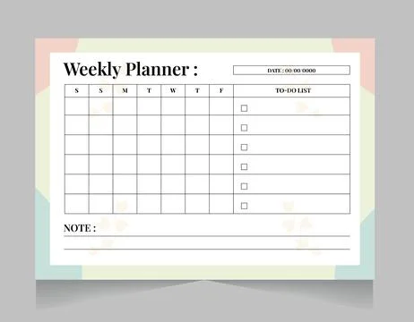 Minimalist Weekly Planner Template, Printable Productivity Organizer Layout Stock Illustration