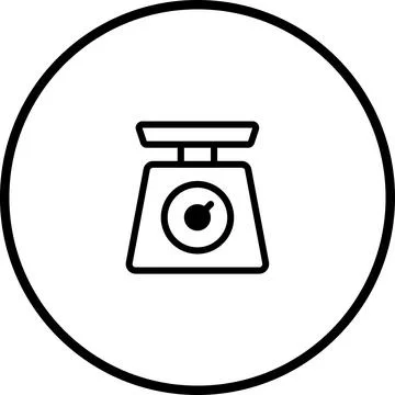 Minimalist Weight Scale Icon in Circle: Symbol of Measurement and Precision.. 스톡 일러스트