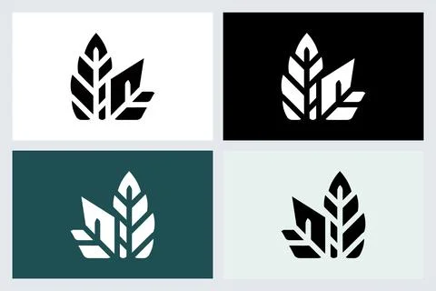 Minimalist Wheat Leaf Logo Icon Set Ilustración de archivo