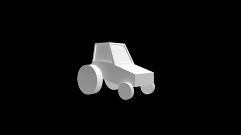 Minimalist White 3D Tractor Model Art on Black Background Stock Footage 341921546