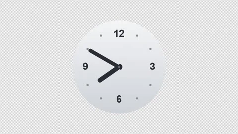 Minimalist White Analog Clock Ticking Animation on Transparent Background Video stock 343733008