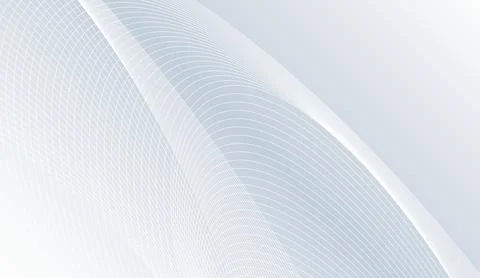 Minimalist white and light gray abstract background with smooth flowing curved Stock Illustration