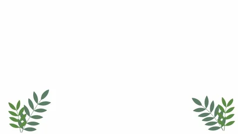 Minimalist White Animated Background with Moving Green Foliage Borders Video stock 339273120