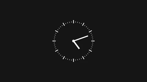 Minimalist white animated clock on sleek dark background showing quick pass.. Vídeo Stock 331365938