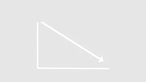 Minimalist white arrow falling on transparent background Stock Footage 329713548