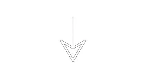 A minimalist white arrow pointing downwards with a thin vertical line exten.. Stock Illustration