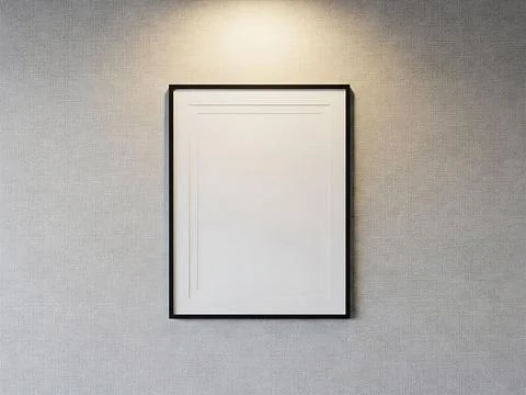 Minimalist white art frame on patterned wall Stock Photos