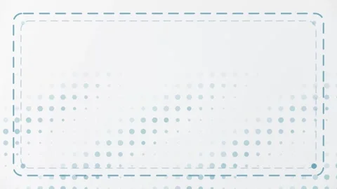 Minimalist White Background with Blue Halftone Dots and Dashed Frame Stock Footage 344717958