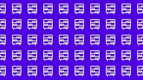 Minimalist white bookshelf icon pattern on a vibrant purple background for .. 스톡 일러스트