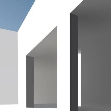Minimalist white building background. Ilustración de archivo