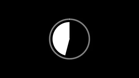 Minimalist white circular timer countdown animation graphic on black backgr.. Stock Footage 345547935