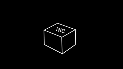 Minimalist white cube with the letter nic displayed on its surface in a dar.. Stock Footage 337567797