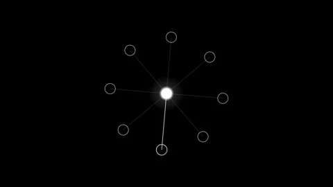 Minimalist white digital interface elements glowing on black background Stock Footage 345630614