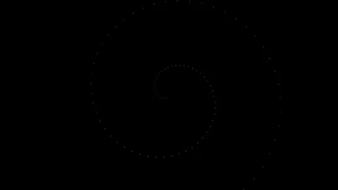 Minimalist white dotted spiral pattern on a solid black background design Video stock 335118032