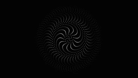 Minimalist white dotted spiral rotating on black background Stock Footage 335938214