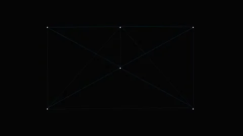 Minimalist white geometric nodes connected by thin lines on black background Stock Footage 339619239