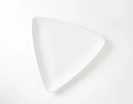 Minimalist white geometric play button icon Stock Photos