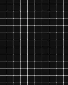 Minimalist white grid pattern with small dots on a solid black background f.. Stock Illustration