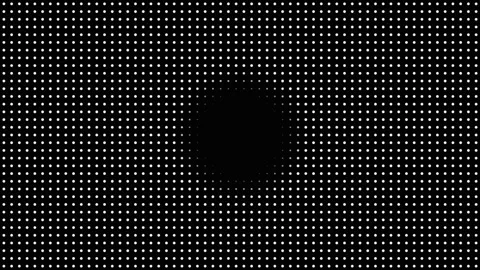 Minimalist white halftone dot grid with pulsing black circle Stock Footage 335934207