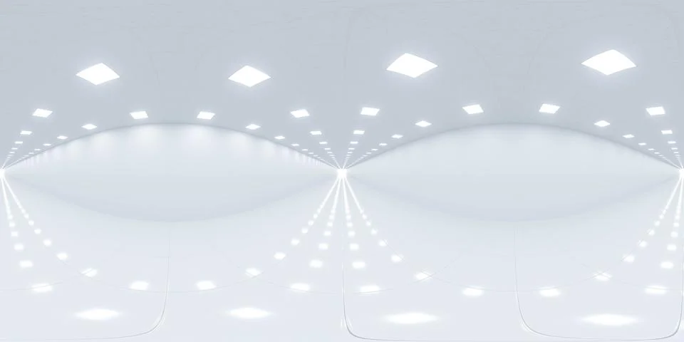 Minimalist White Interior with Bright Lighting 360 vr 3d render panorama Stock Illustration