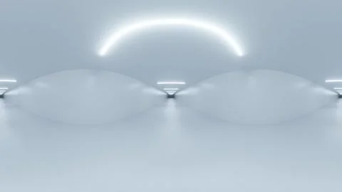 Minimalist White Interior with LED Lighting looping 360 panorama vr video Stock Footage 296352305