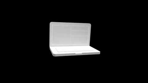 Minimalist White Laptop on Black Background: Tech Simplicity at Its Best Video stock 341921355