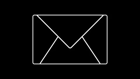 Minimalist white line envelope icon featuring a red circular notification b.. 스톡 동영상 336880541