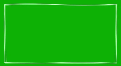 Minimalist White Line Rectangle Border Overlay on Green Screen Stock Footage 334615980