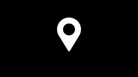 Minimalist white map pin icon animation on solid black background with boun.. Stock Footage 346496437
