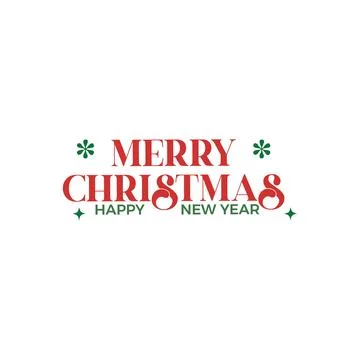 Minimalist White Merry Christmas Layout with Red and Green Text Stock Illustration