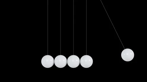 Minimalist White Newtons Cradle Loop - Clean Abstract Physics Stock Footage 340254051
