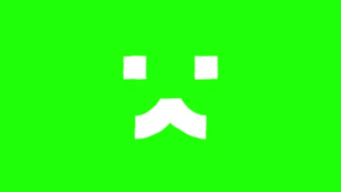 Minimalist white pixel art face with mustache on green screen background, l.. Stock Footage 333032306