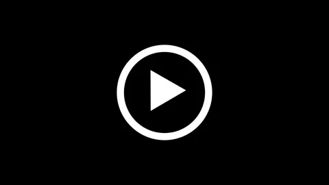 Minimalist white play button icon animation on black background with loadin.. Video stock 346490743