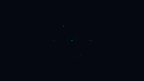 Minimalist white reticle icon centered on a deep black background display Stock Footage 338311195