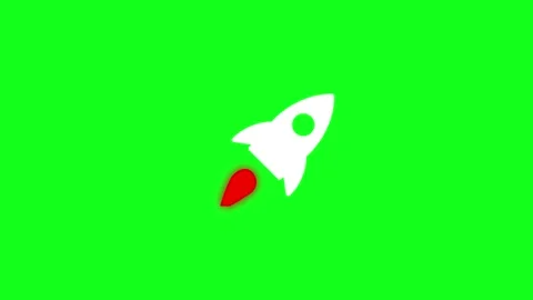 Minimalist white rocket ship animation soaring with red fire plume on brigh.. Stock Footage 345547883