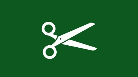 Minimalist white scissors icon animation on solid green background with sha.. Stock Footage 327762387