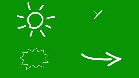 Minimalist white scribble graphics on green screen chromkey backdrop Stock Footage 346825203