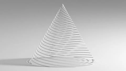 A minimalist white spirals structure of curved bands, 3d イラスト素材